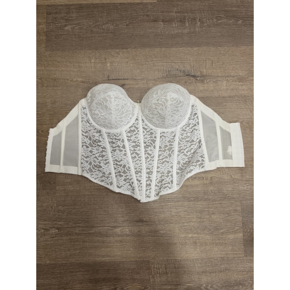Valmont Vintage White Lace Corset 38DD Bustier Bridal Sexy